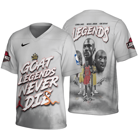 Jordan Kobe LeBron Legends The Legacy Lives On 3D Football Jersey