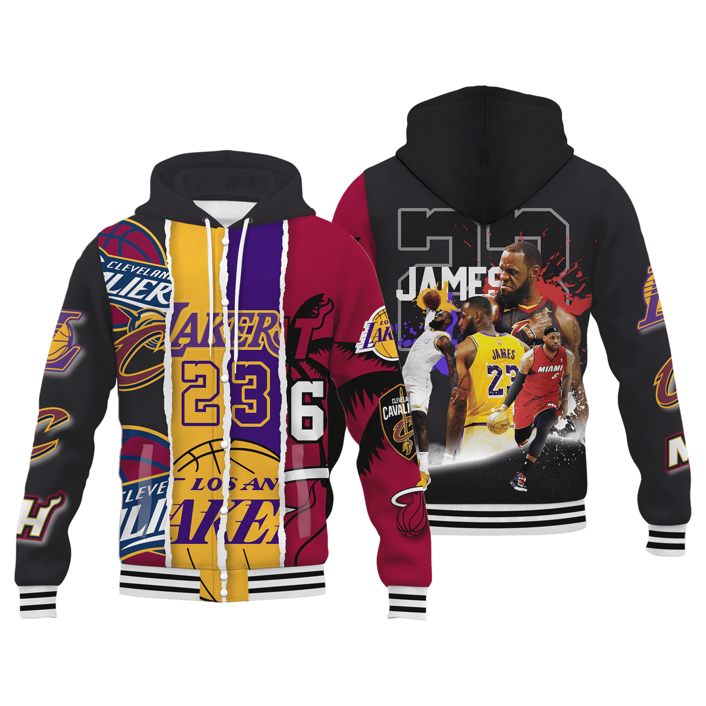LeBron James #23 Lakers Legacy 3D Hooded Varsity Jacket