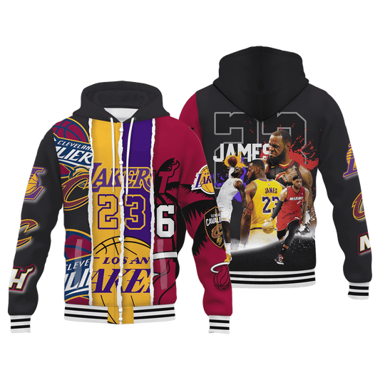 LeBron James #23 Lakers Legacy 3D Hooded Varsity Jacket