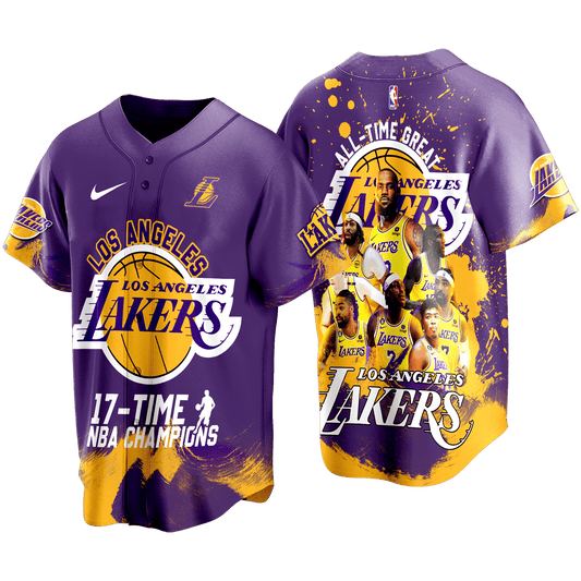Lakers Basketball Team 17-Time Champions 3D Baseball Jersey