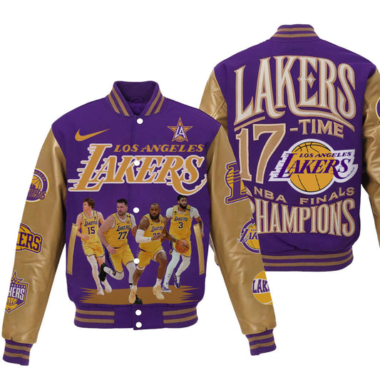 Lakers Basketball 17 Time Final Champions All Over Print 3D Baseball Jacket