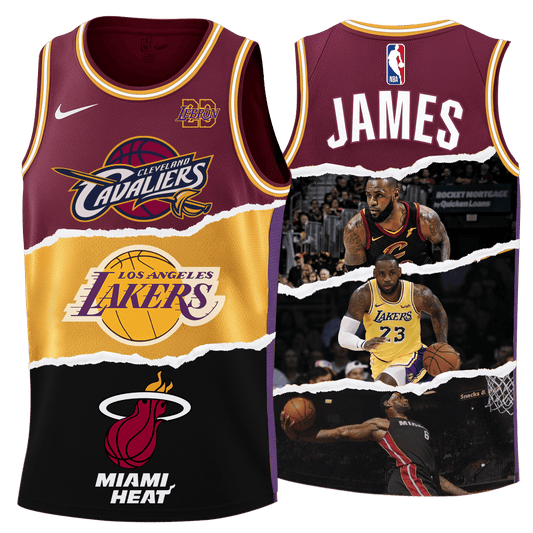 Lebron James #23 Lakers Miami Cavaliers Team 3D Basketball Jersey