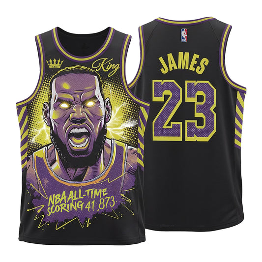 Lebron James #23 All Time Scoring King Lakers Team 3D Basketball Jersey
