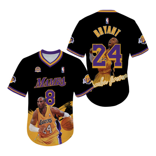Kobe Bryant #24 Lakers Team Mamba Forever 3D All Over Print V-Neck Jersey