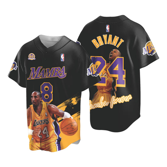Kobe Bryant #24 Lakers Team Mamba Forever 3D All Over Print Baseball Jersey