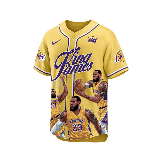 LeBron James #23 NBA All Time Points Leader Lakers Team All Over Print Baseball Jersey