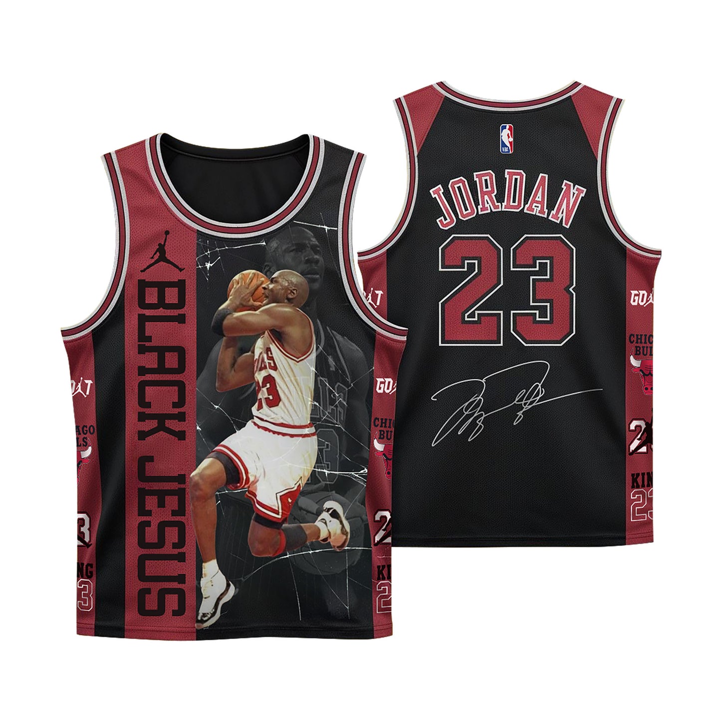 Black Jesus Michael Jordan #23 Chicago Basketball 3D All Over Print Basketball Jersey
