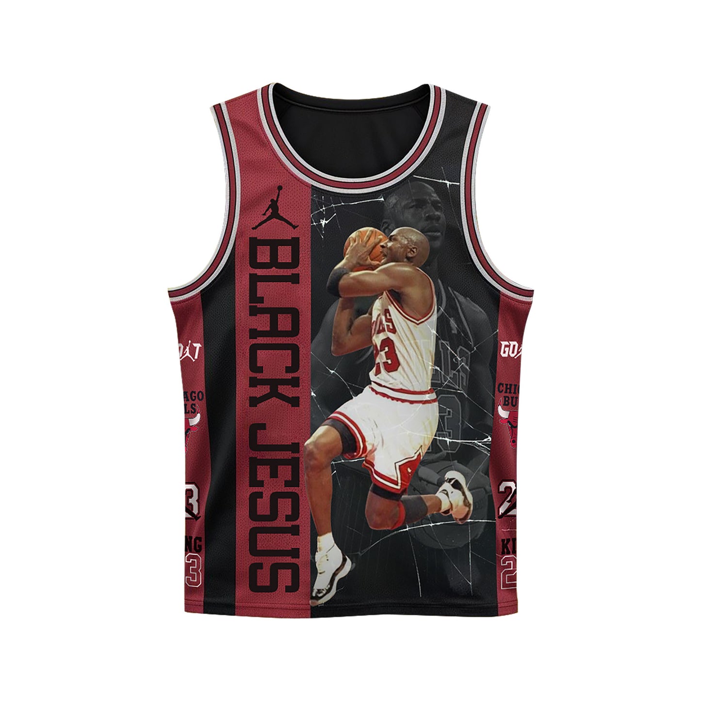 Black Jesus Michael Jordan #23 Chicago Basketball 3D All Over Print Basketball Jersey