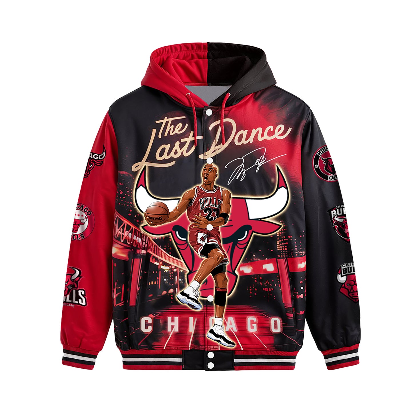 Michael Jordan The Last Dance Goat Of Chicago Basketball 3D Hooded Varsity Jacket