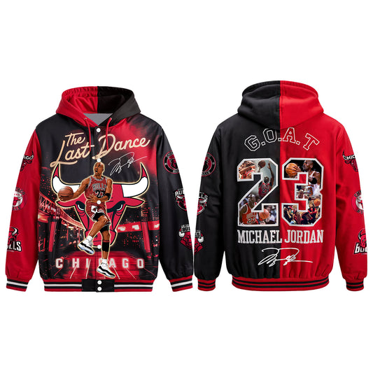 Michael Jordan The Last Dance Goat Of Chicago Basketball 3D Hooded Varsity Jacket