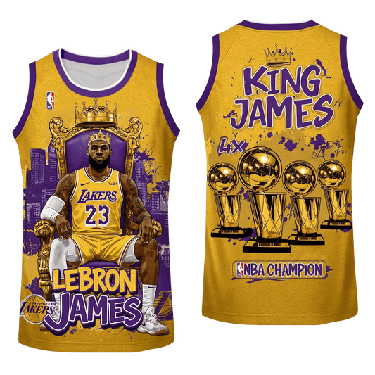 Lebron James #23 King James 4X Champions 3D Basketball Jersey