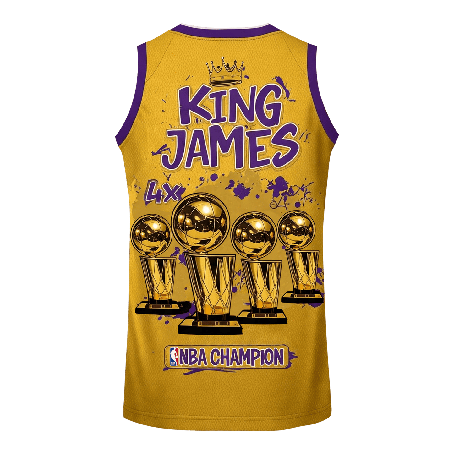 Lebron James #23 King James 4X Champions 3D Basketball Jersey