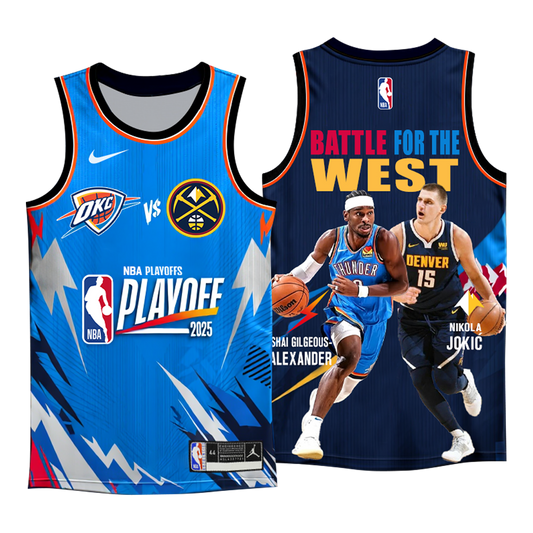 Nuggets vs Thunder 2025 Playoffs Battle For The West 3D Basketball Jersey