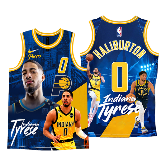 Indiana Basketball Tyrese Haliburton #0 Pacers Team 3D Basketball Jersey