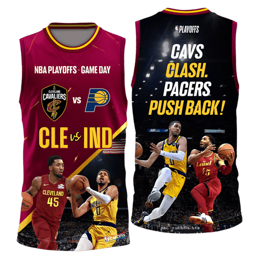 Cavaliers vs Pacers 2025 Playoffs Cavs Clash Pacers Push Back 3D Basketball Jersey
