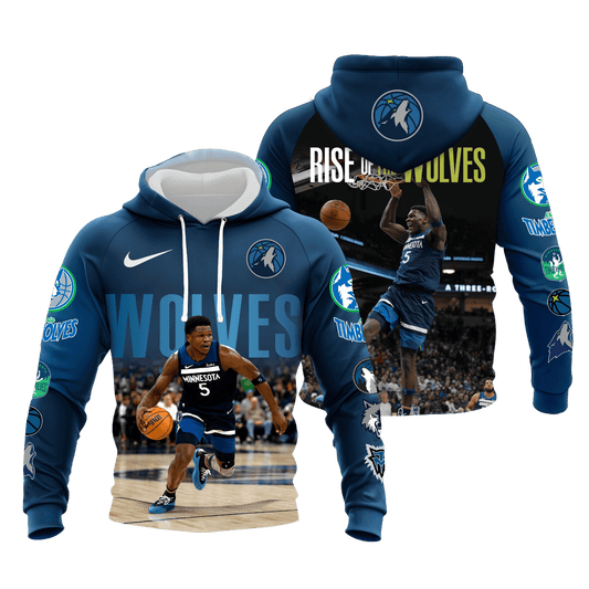 Timberwolves Anthony Edwards #5 Minnesota Basketball 3D All Over Print Hoodie