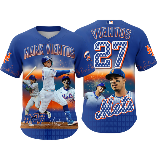 Mark Vientos #27 NY Mets Baseball Team 2025 All Over Print Baseball Jersey