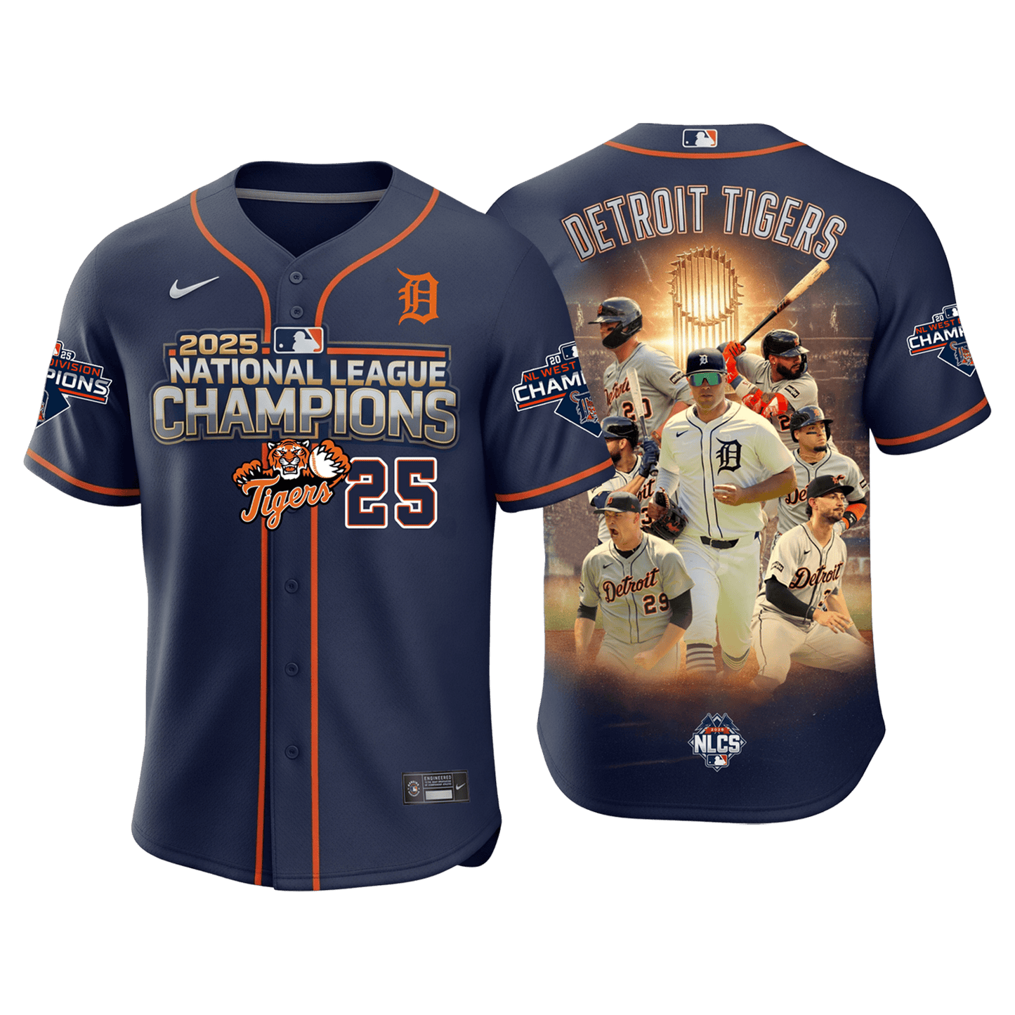 Detroit Baseball Team National League Champions 2025 All Over Print Baseball Jersey