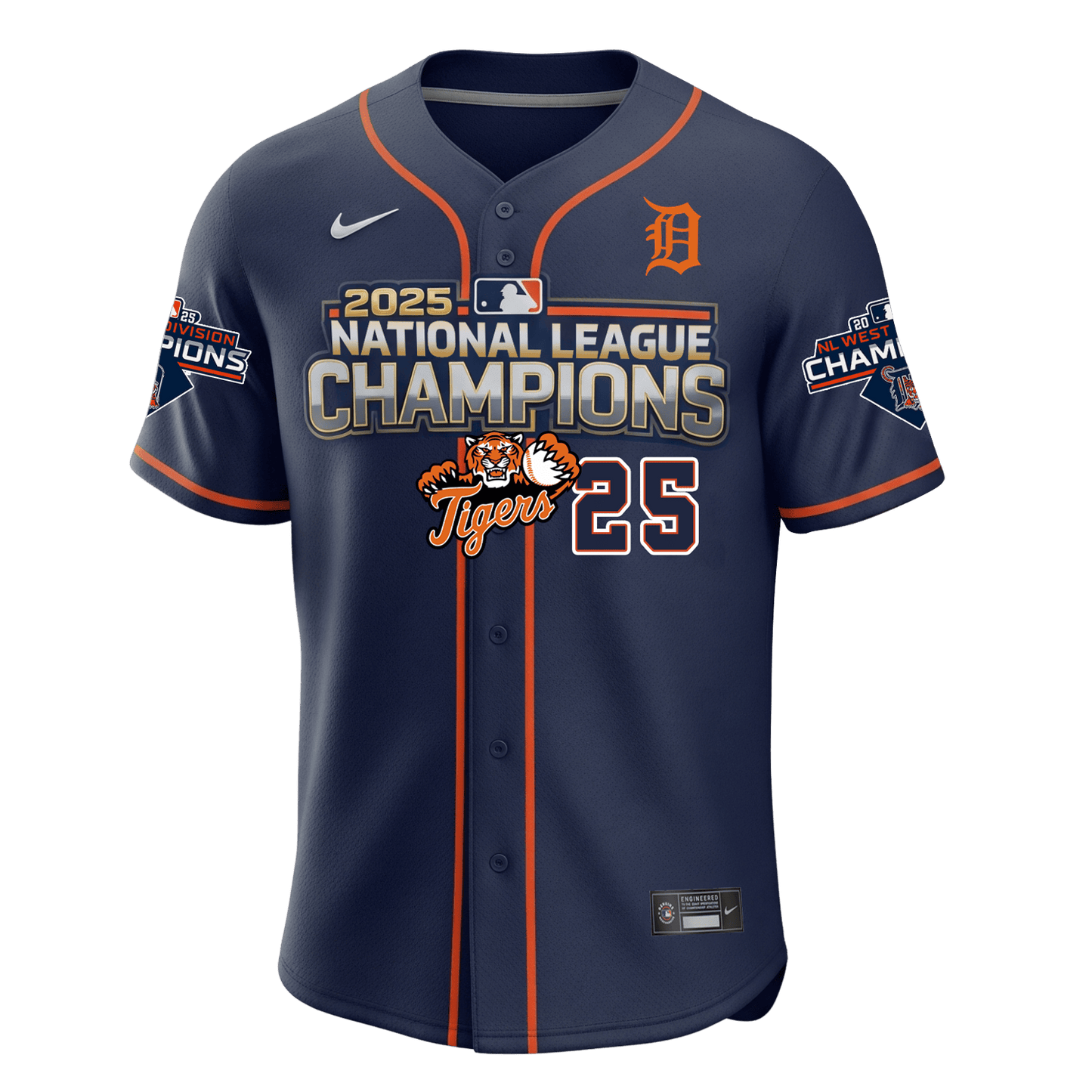 Detroit Baseball Team National League Champions 2025 All Over Print Baseball Jersey