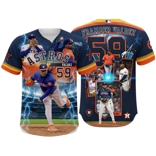 Framber Valdez Houston Baseball Team 2025 All Over Print Baseball Jersey