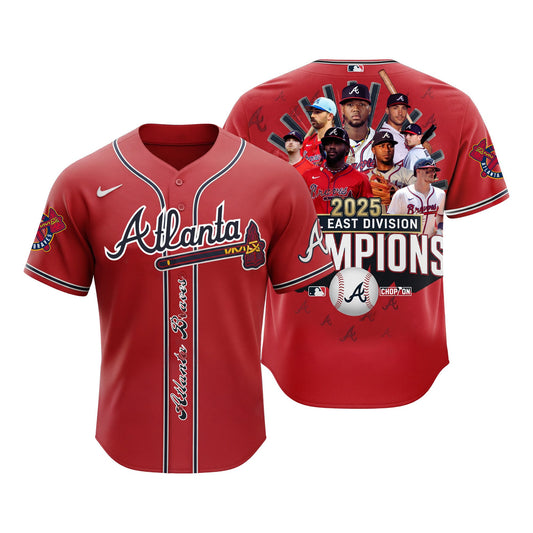 Atlanta Baseball NL EAST Division Braves Team 2025 All Over Print Baseball Jersey