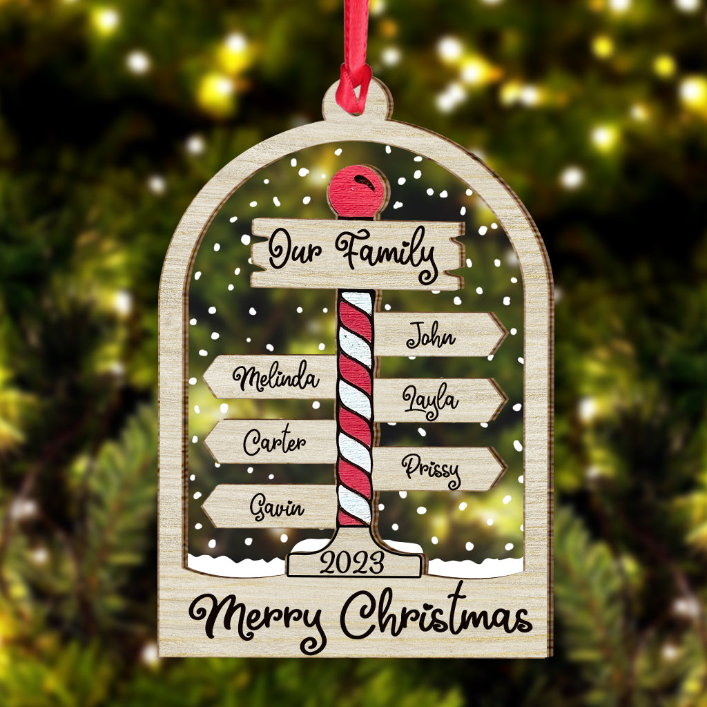 Merry Christmas - Personalized Family Layers Mix Ornament