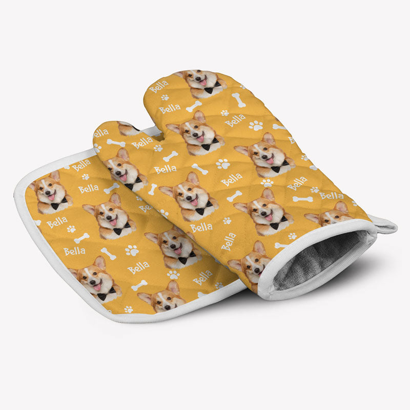 Dog Pattern Oven Mitt, Personalized Oven Mitt, Gifts For Dog Lovers