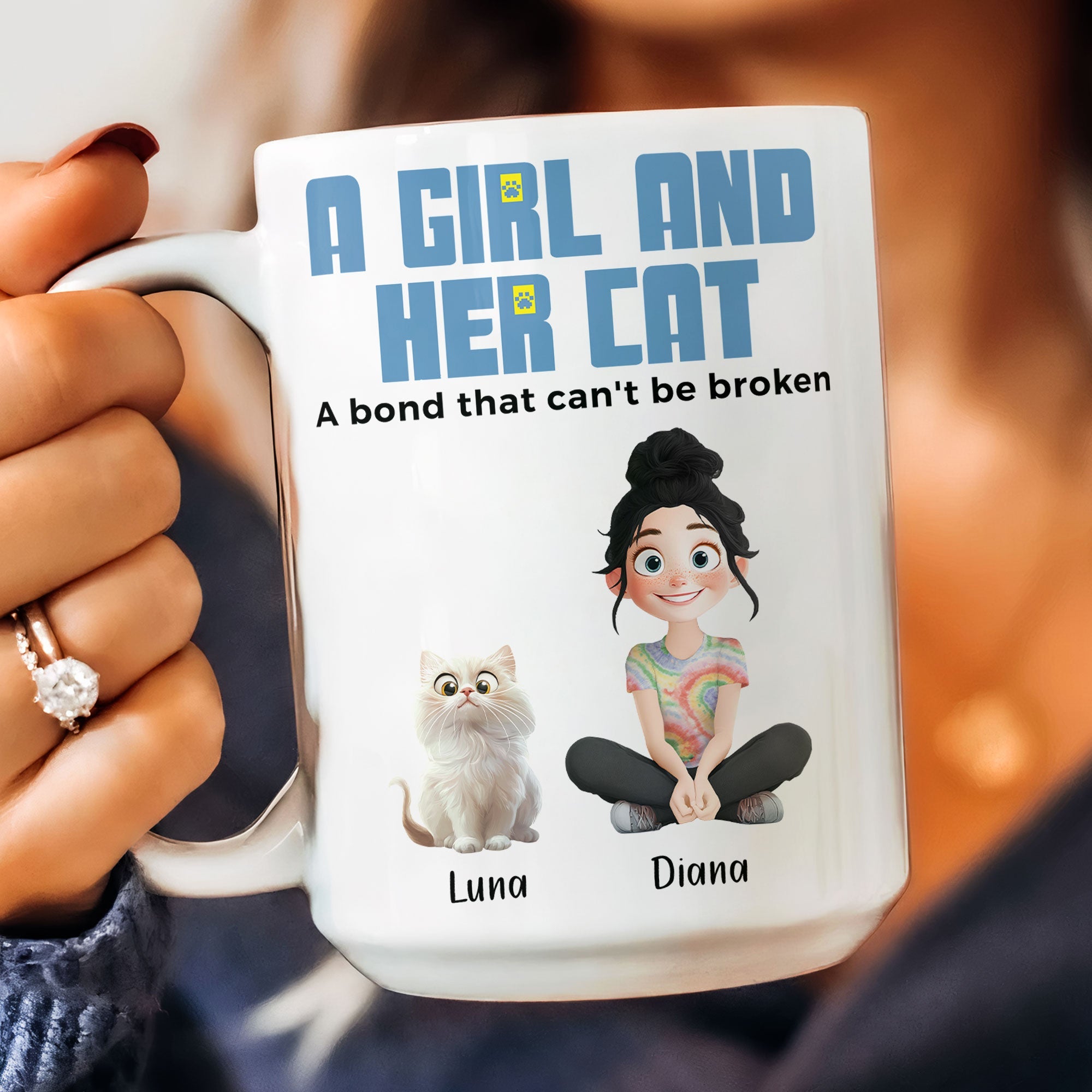 A Girl And Her Cats - Personalized Mug Christmas Gift For Daughter