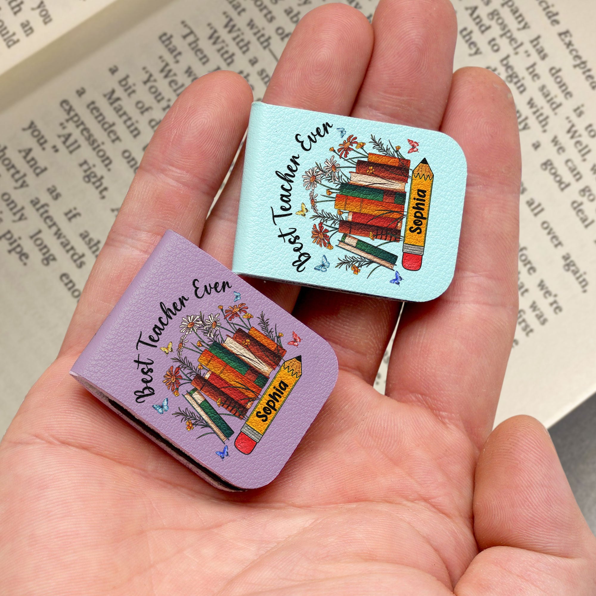 Best Teacher Ever - Personalized Leather Magnetic Bookmark