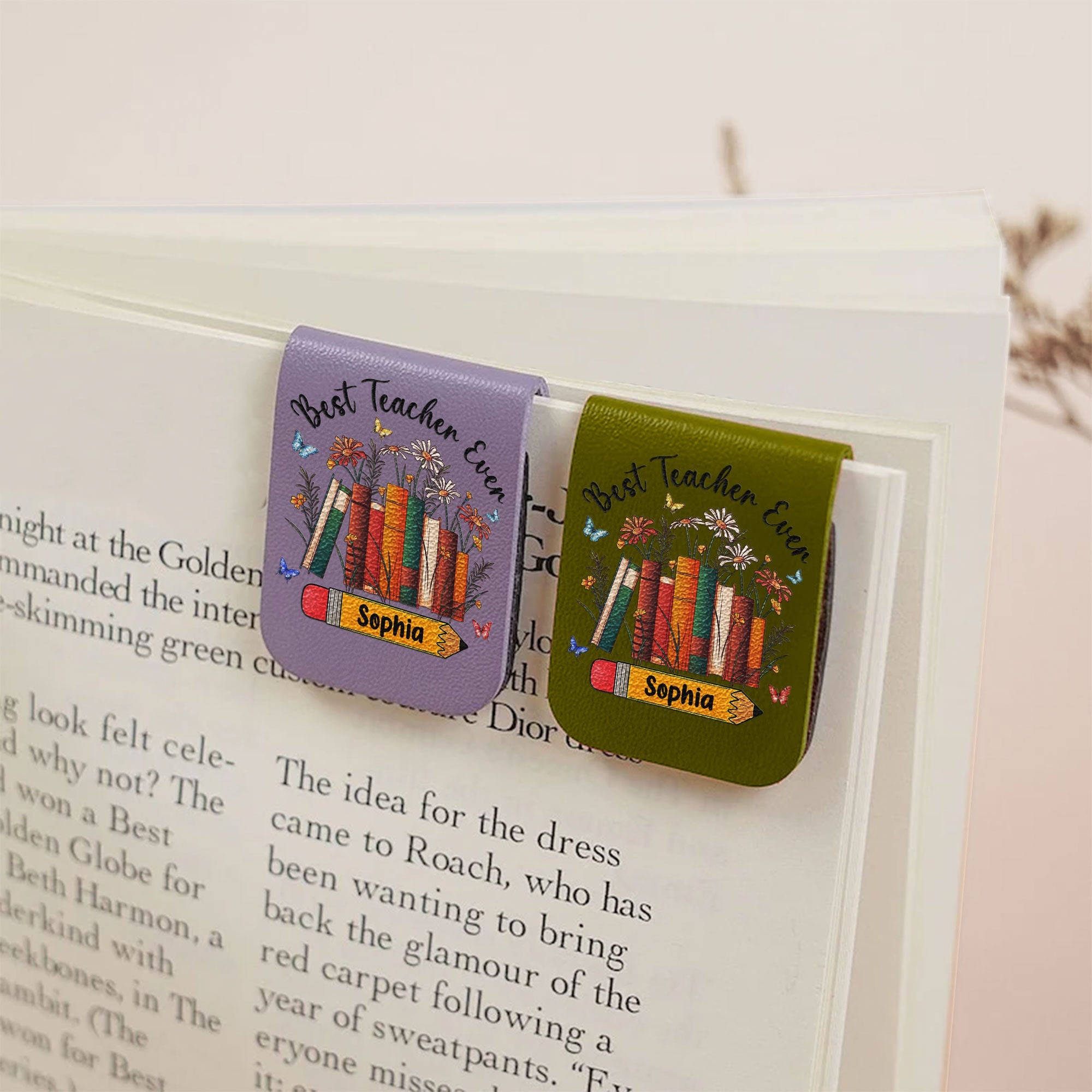 Best Teacher Ever - Personalized Leather Magnetic Bookmark