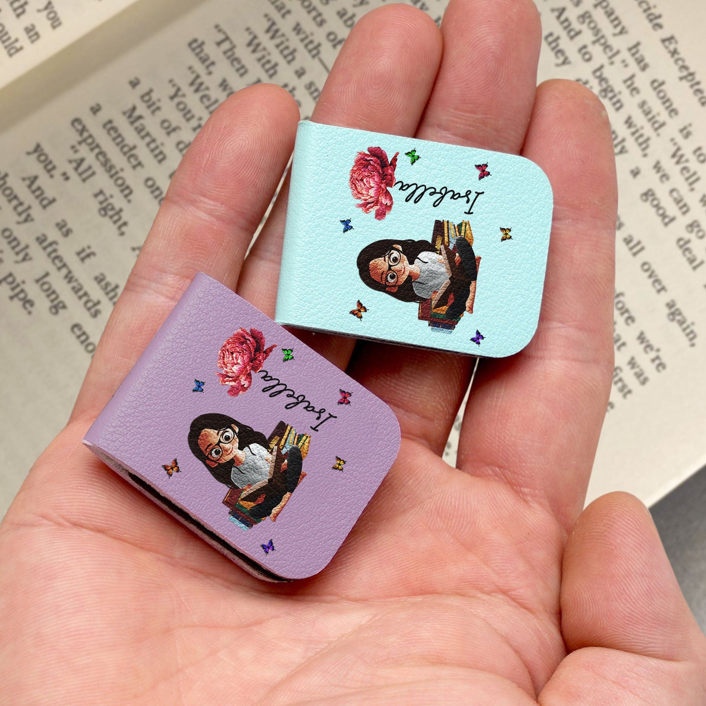 Birth Flower Book Lovers - Personalized Leather Magnetic Bookmark