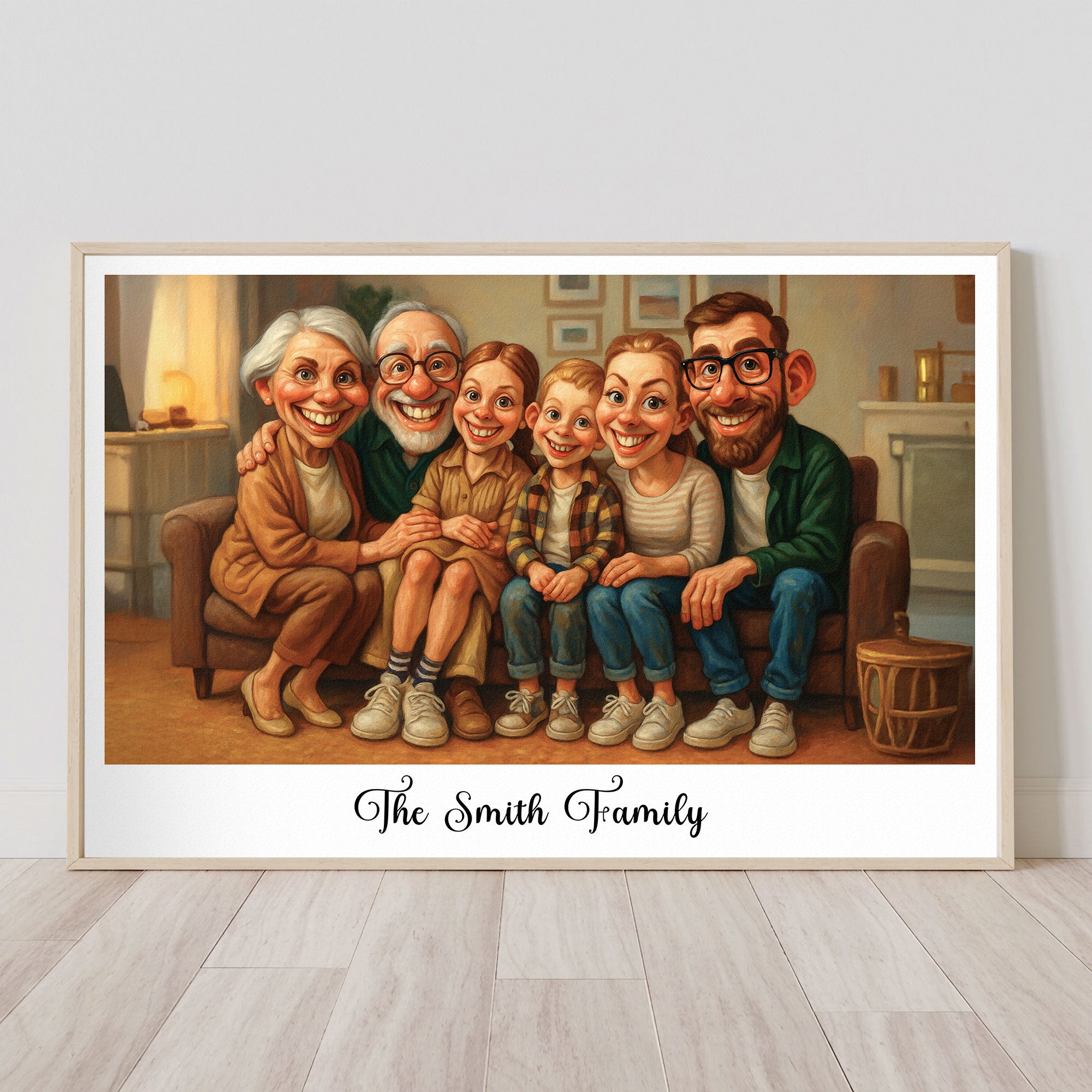Caricature Wall Art For Family, Siblings, Sisters - Cartoon Your Photo - Personalized Photo Poster