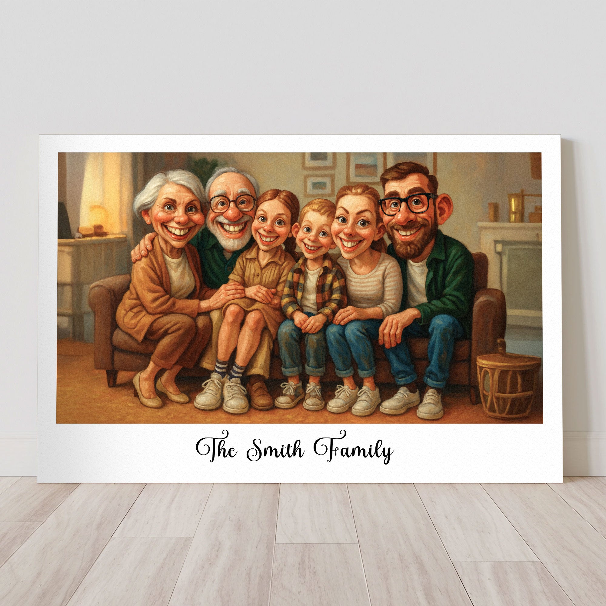 Caricature Wall Art For Family, Siblings, Sisters - Cartoon Your Photo - Personalized Photo Poster