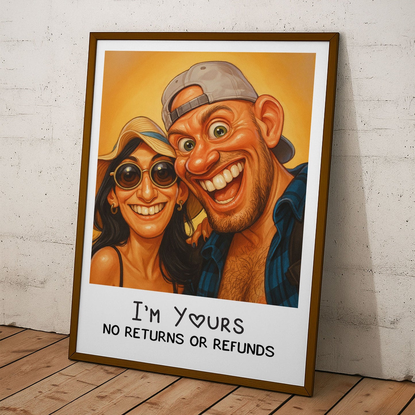 Caricature Wall Art For Funny Couples - Custom Cartoon Drawing From Photo - Personalized Photo Poster