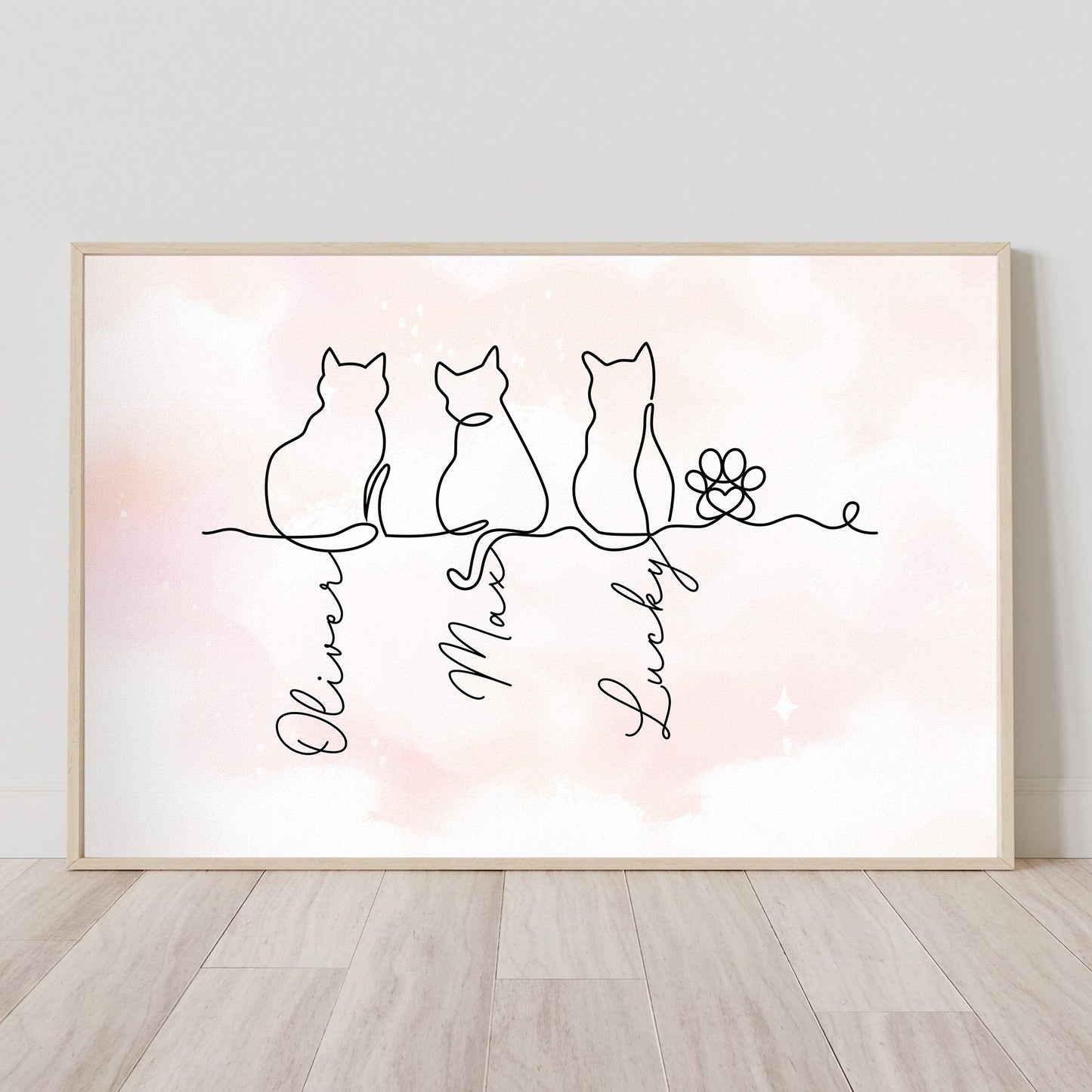 Cat Line Art Gift For Cat Lovers - Personalized Poster