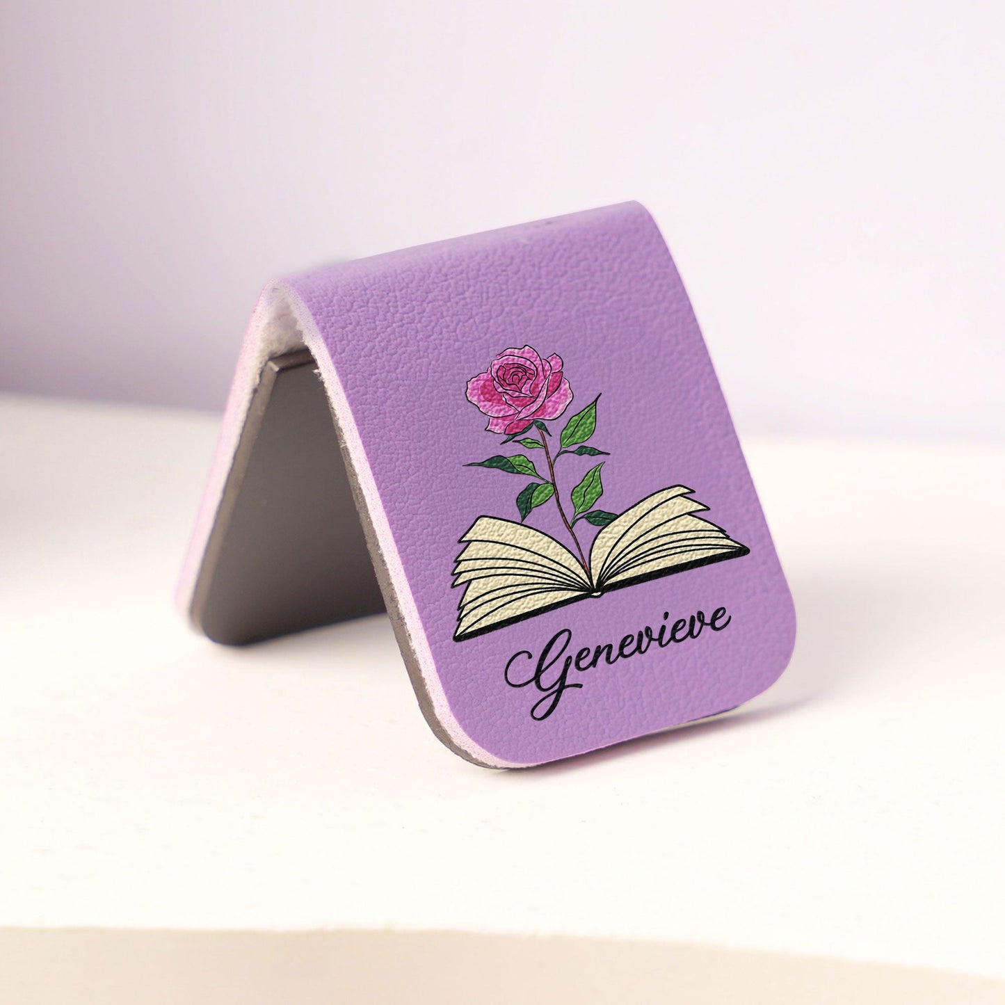 Custom Name & Birth Flower Book Lovers - Personalized Leather Magnetic Bookmark