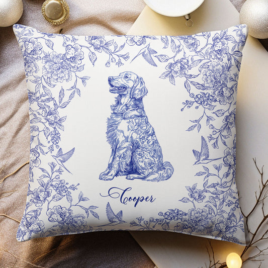 Dog Custom Toile De Jouy Chinoiserie Style - Personalized Pillow (Insert Included)