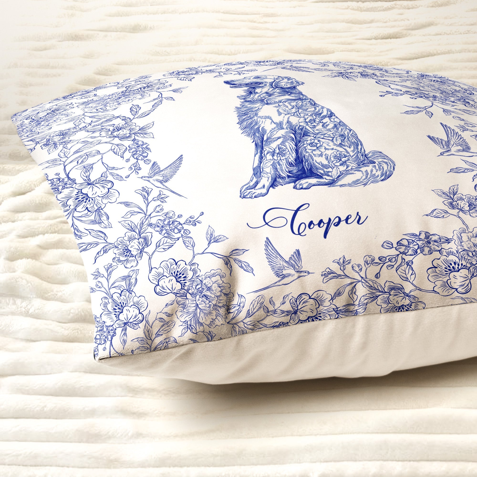 Dog Custom Toile De Jouy Chinoiserie Style - Personalized Pillow (Insert Included)