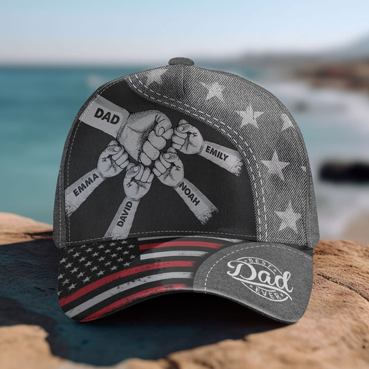 Fist Bump Daddy Grandpa - Personalized Classic Cap Christmas Gift For Dad