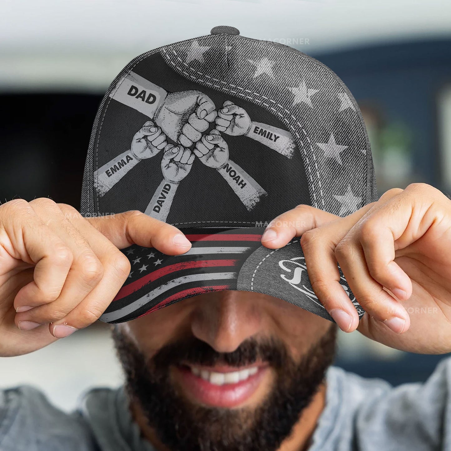 Fist Bump Daddy Grandpa - Personalized Classic Cap Christmas Gift For Dad