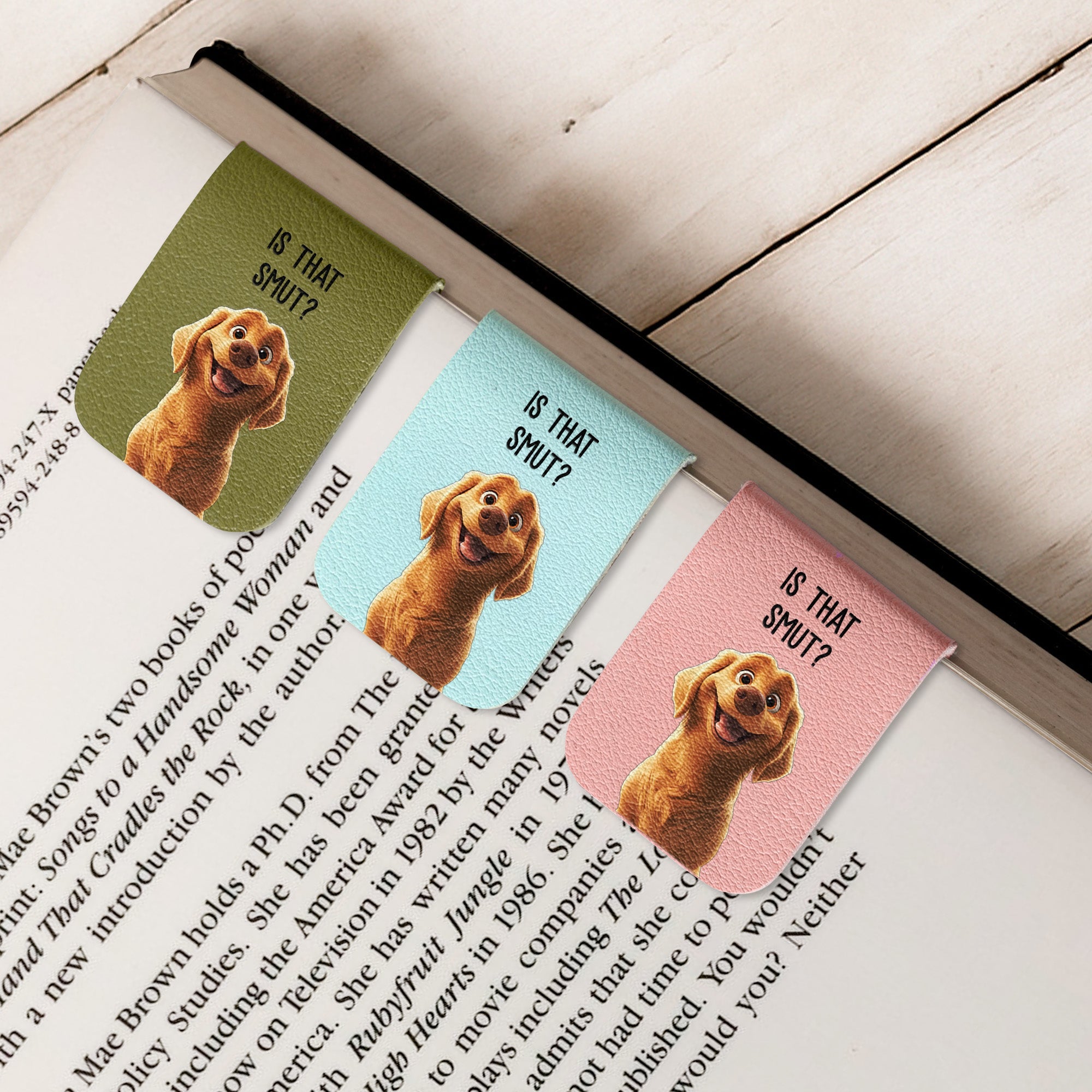 Funny Dog, Cat, Book Lover - Personalized Leather Magnetic Bookmark