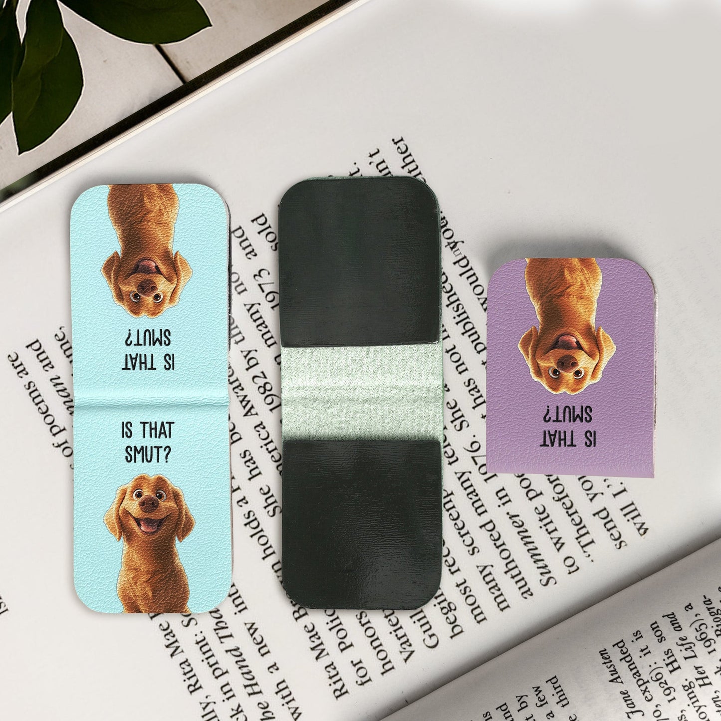 Funny Dog, Cat, Book Lover - Personalized Leather Magnetic Bookmark