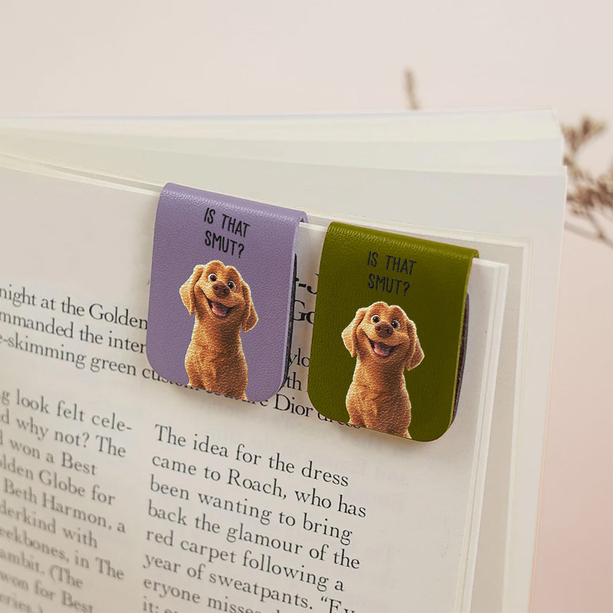 Funny Dog, Cat, Book Lover - Personalized Leather Magnetic Bookmark