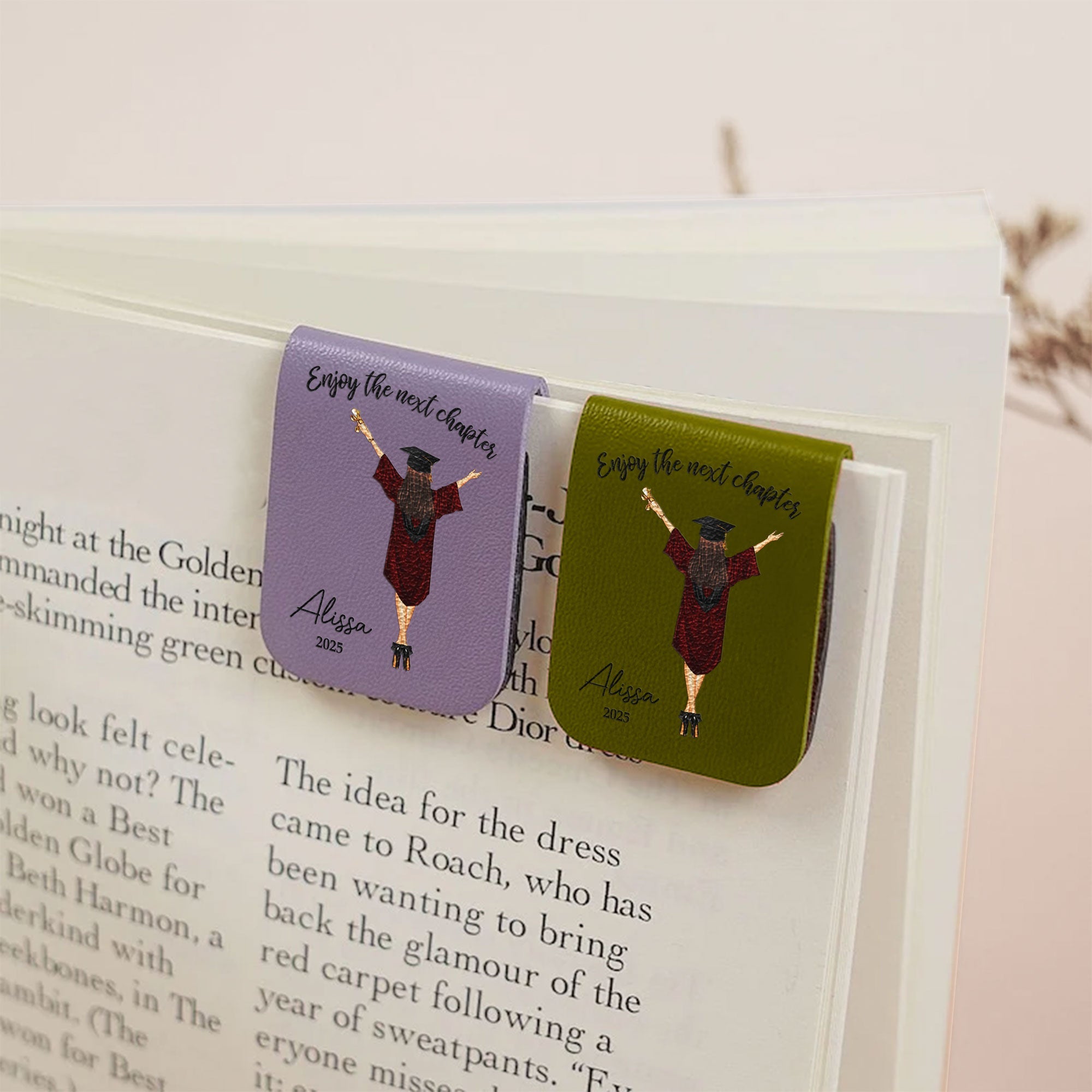 Graduation Gift - Enjoy The Next Chapter - Personalized Leather Magnetic Bookmark