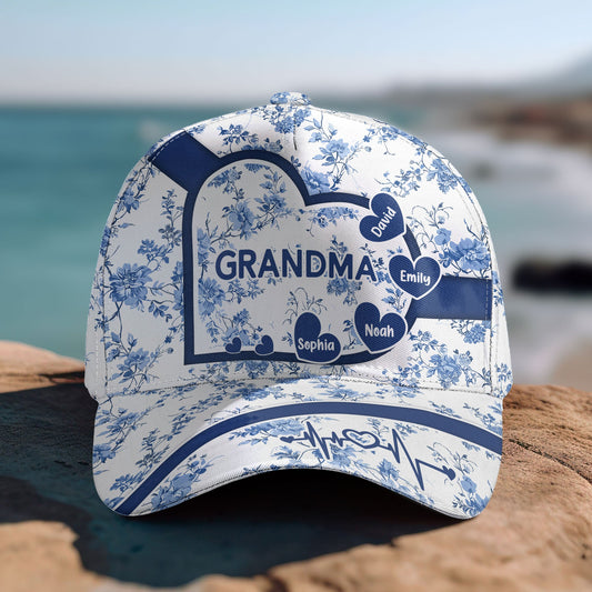Grandma Floral Version - Personalized Classic Cap Christmas Gift For Grandma