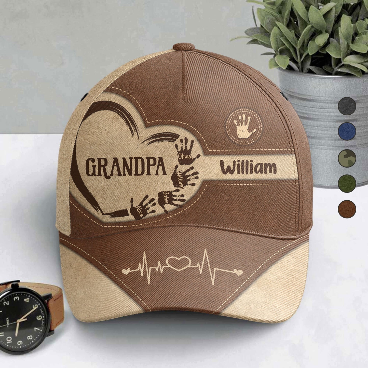 Grandpa Dad Kids Handprints - Personalized Classic Cap Christmas Gift For Grandpa