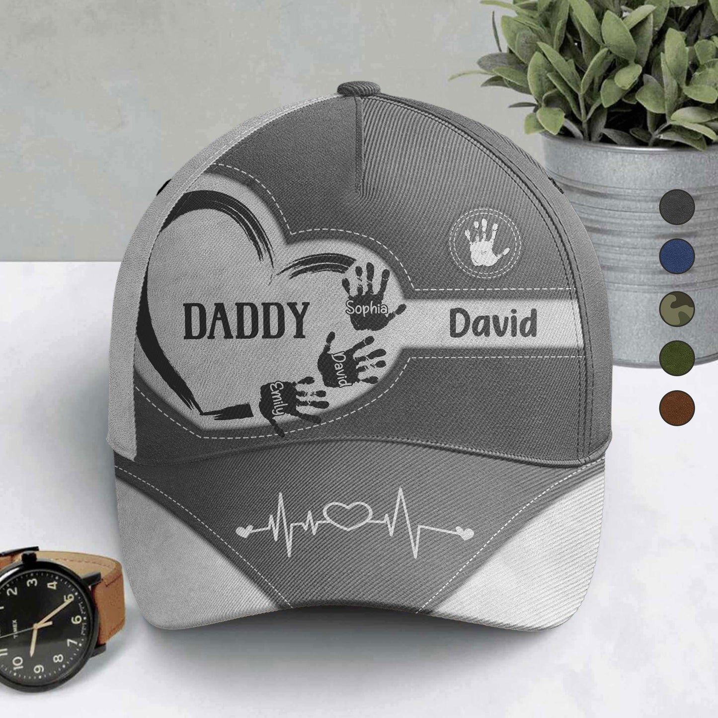 Grandpa Dad Kids Handprints - Personalized Classic Cap Christmas Gift For Grandpa