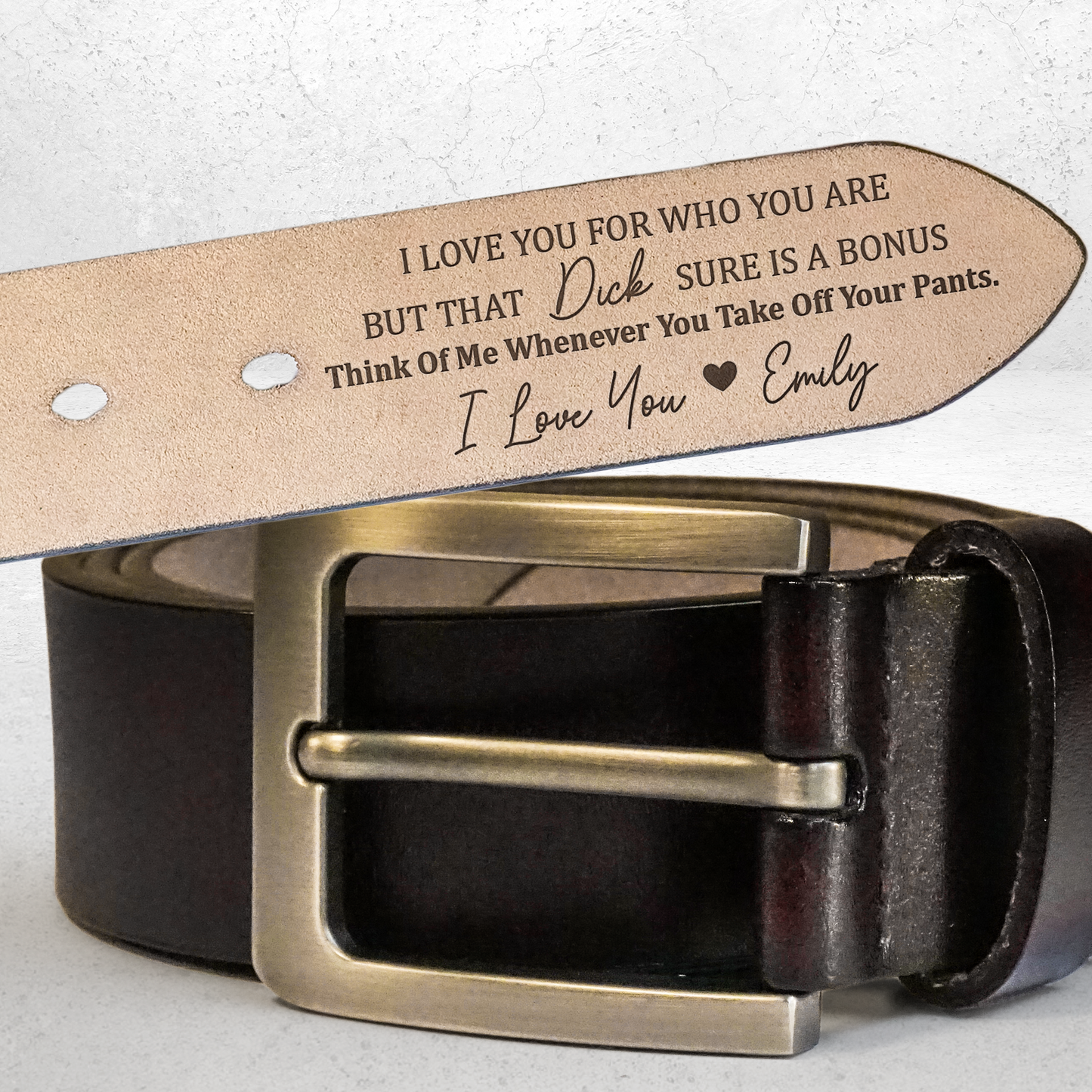 I Love You For Who You Are But That Sure Is A Bonus - Personalized Engraved Leather Belt Christmas Gift For Husband