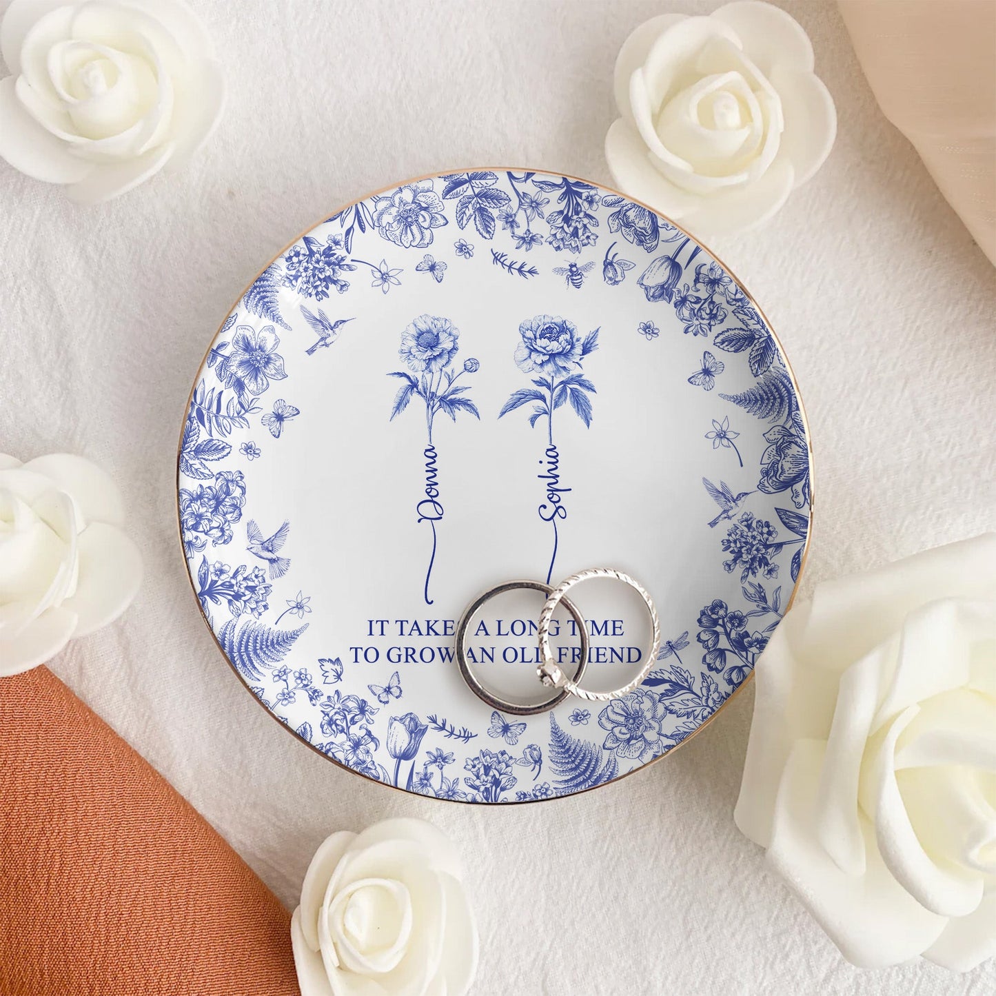 It Takes A Long Time To Grow An Old Friend - Personalized Jewelry Dish  Christmas Gift For Friend