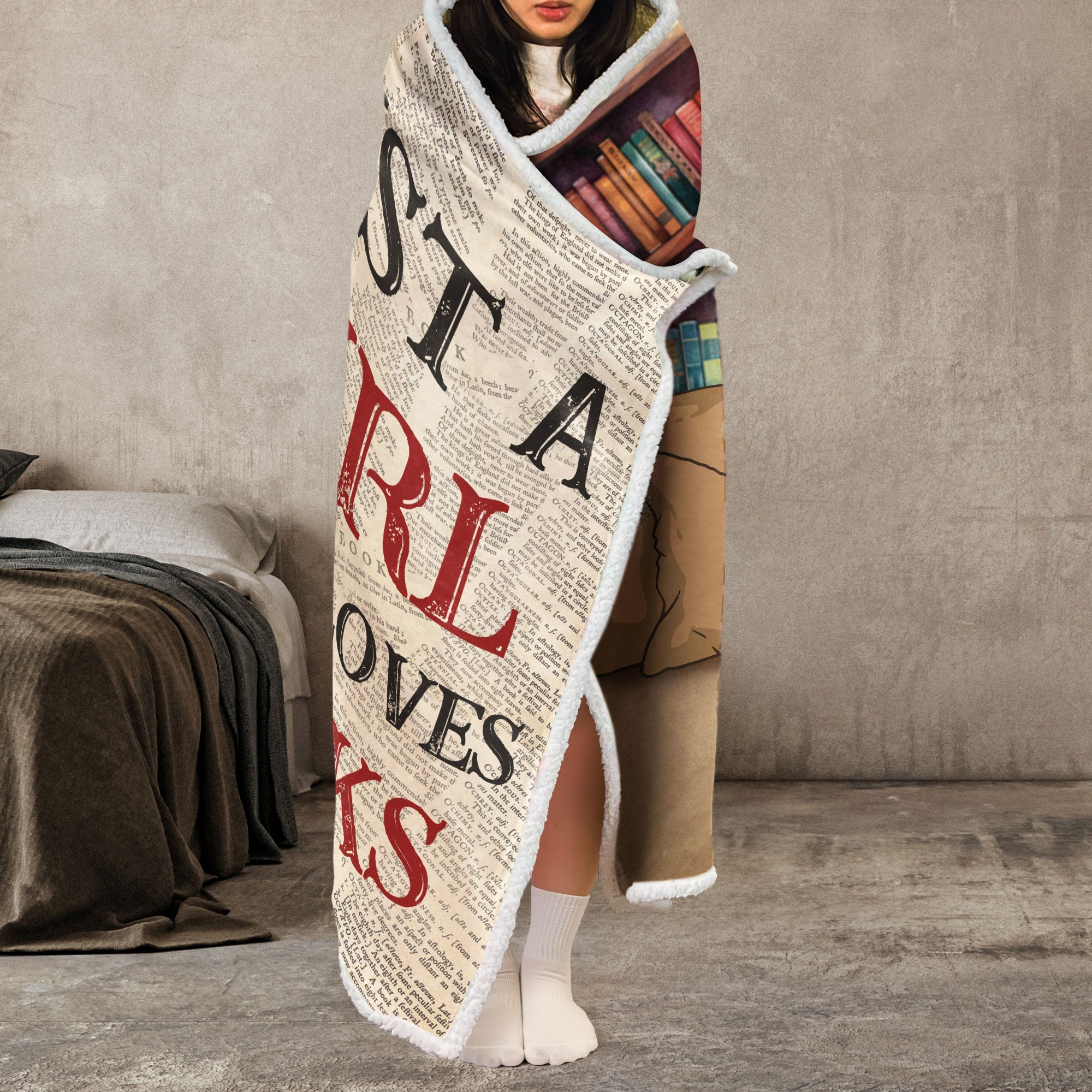 Just A Girl Who Loves Books - Personalized Wearable Blanket